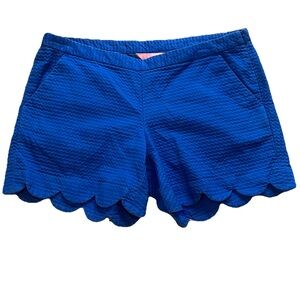 Lilly Pulitzer 5” Magnolia Scallop Hem Shorts Womens Size 0 in Blue Crush Preppy